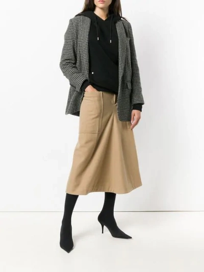 Shop Y's Flared Midi Skirt In Brown