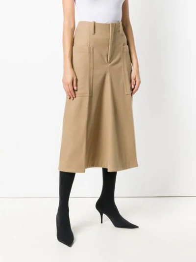 Shop Y's Flared Midi Skirt In Brown