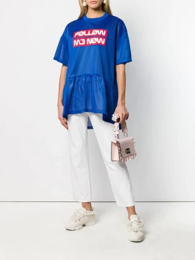 Shop Red Valentino Follow Me Now Mesh Top In Blue