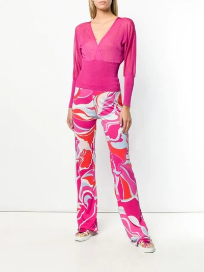 Shop Emilio Pucci Rivera Print Flared Trousers In Pink
