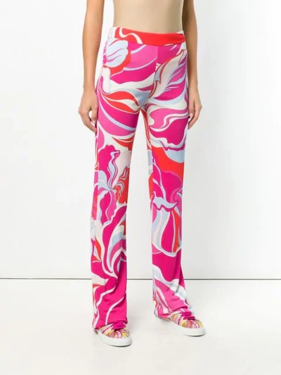 Shop Emilio Pucci Rivera Print Flared Trousers In Pink