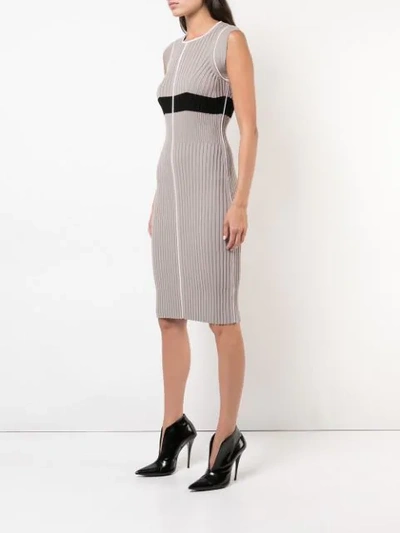 Shop Narciso Rodriguez Ribbed Knit Fitted Dress - Neutrals