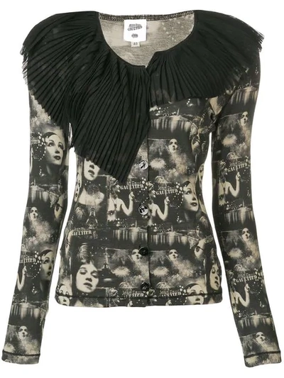 Pre-owned Jean Paul Gaultier Vintage Faces Printed Cardigan In Black