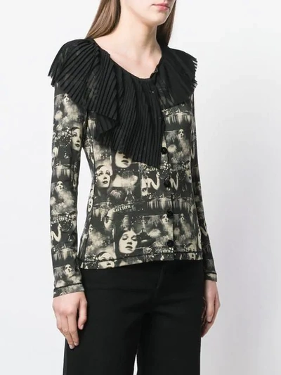 Pre-owned Jean Paul Gaultier Vintage Faces Printed Cardigan In Black