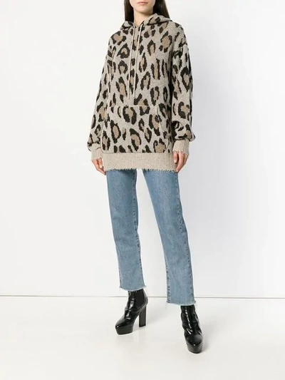 Shop R13 Leopard Print Hooded Sweater In Neutrals