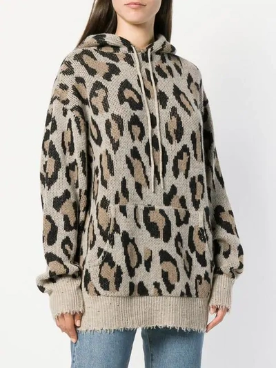 Shop R13 Leopard Print Hooded Sweater In Neutrals