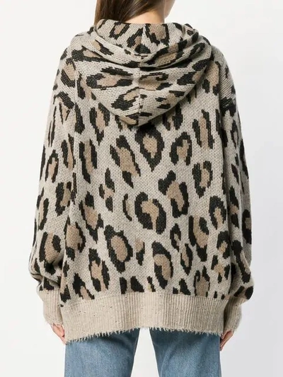 Shop R13 Leopard Print Hooded Sweater In Neutrals