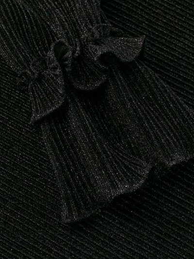 Shop Alberta Ferretti Ruffled Glitter Blouse In Black