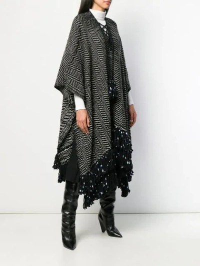 Shop Ulla Johnson Fringed Poncho Coat In Black