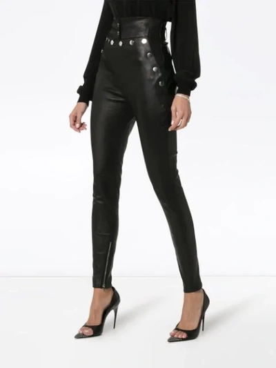 Shop Skiim Natalie Button-embellished Skinny Trousers In Black