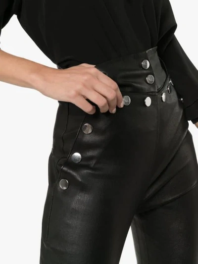 Shop Skiim Natalie Button-embellished Skinny Trousers In Black