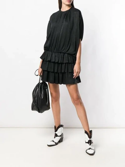 Shop Saint Laurent Layered Mini Dress In Black