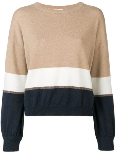 Shop Brunello Cucinelli Slouchy Colour Block Sweater In Neutrals