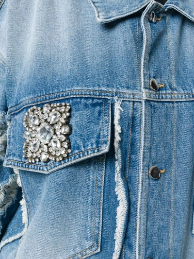 Shop Marco Bologna Embellished Oversized Denim Jacket - Blue