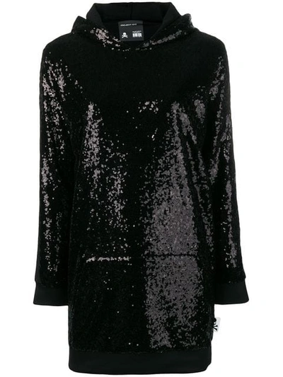 Shop Philipp Plein Hooded Jumper Dress In Black