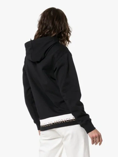 Shop Moncler Logo-hem Cotton-blend Hoodie In Black