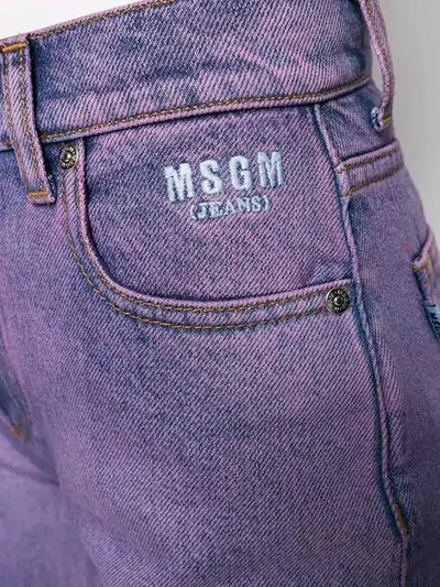 Shop Msgm Faded Patch Jeans In Purple