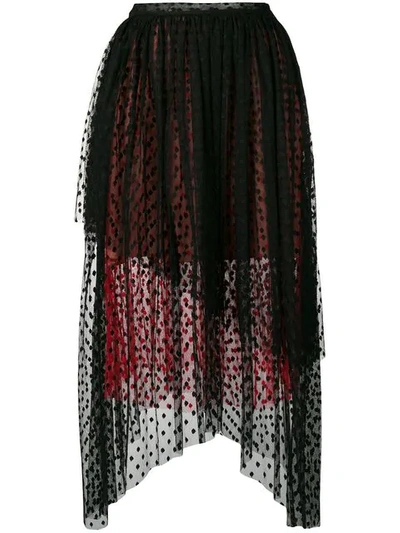 Shop Christopher Kane Dot Tulle Gathered Skirt In Black