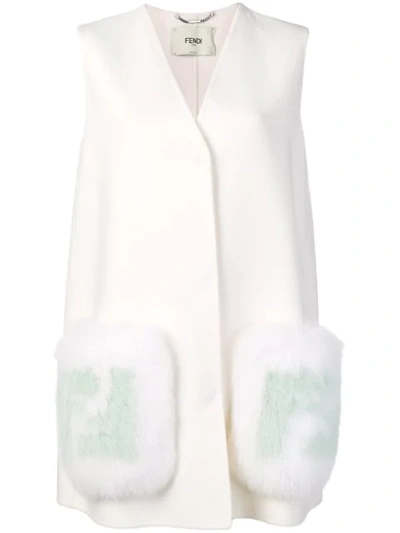 Shop Fendi Fur-trimmed Gilet In White