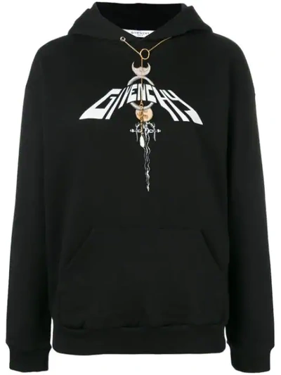 Shop Givenchy Dagger Chain Hoodie In Black