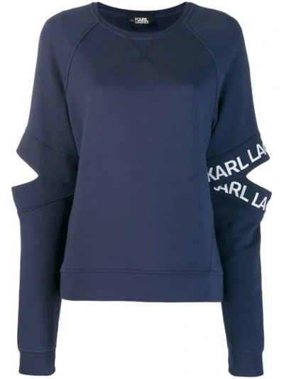 Karl Lagerfeld Cut-out Logo Sleeve Sweatshirt In Blue | ModeSens