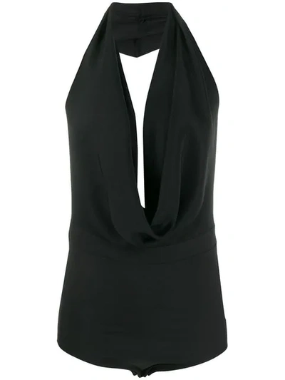 Shop A.w.a.k.e. Mode Michelle Draped Bodysuit - Black