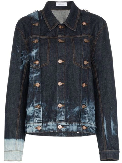 Shop Delada Bleach-effect Buttoned Denim Jacket In Blue