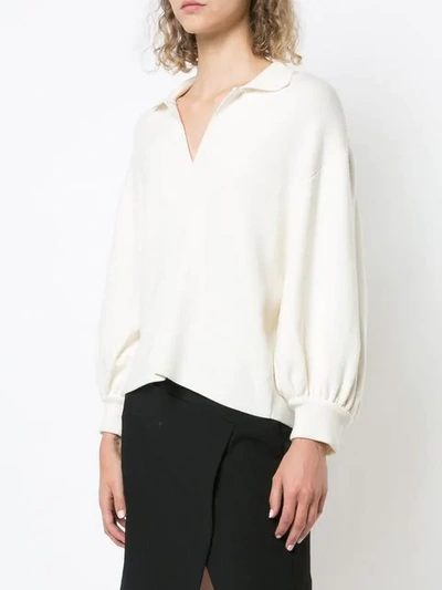 Shop Tibi Polo Neck Knitted Sweater In White