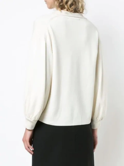 Shop Tibi Polo Neck Knitted Sweater In White