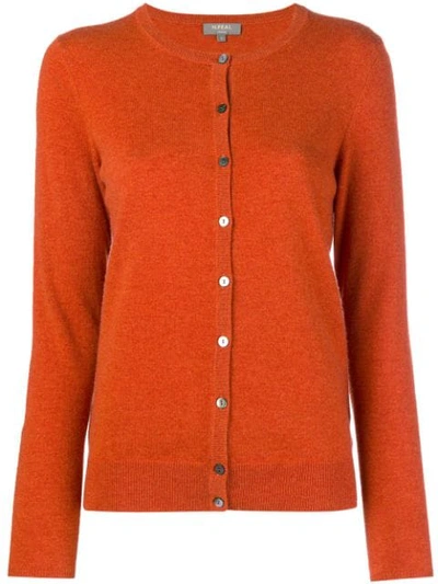 Shop N•peal Round Neck Knitted Cardigan In Orange