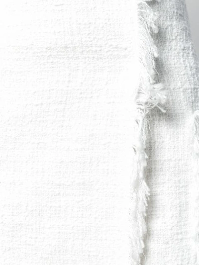Shop Msgm Frayed Tweed Skirt - White