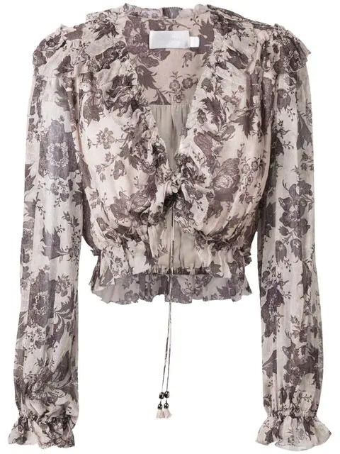 floral ruffle crop top