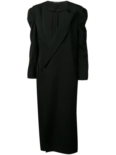 Shop Yohji Yamamoto Single-breasted Fitted Coat In Black