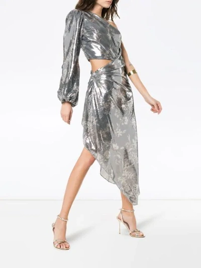 Shop Johanna Ortiz Glassy Orchid One-shoulder Dress  In Grey