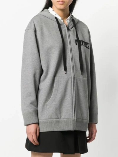 Shop Fendi Logo Hoody In F0taz Melange Grey