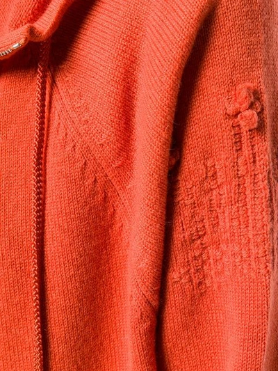 Shop Barrie Laddered Stitch Zipped Hoodie In Orange