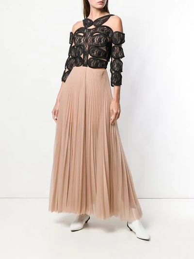 Shop Christopher Kane Lace Crotch Pleated Dress - Neutrals