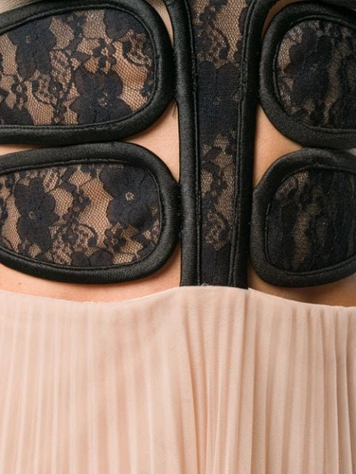 Shop Christopher Kane Lace Crotch Pleated Dress - Neutrals