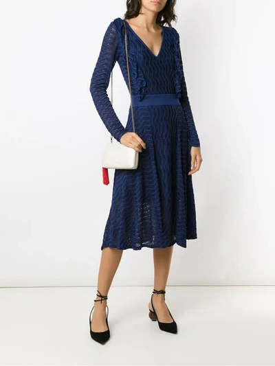 Shop Cecilia Prado Frill Trim Midi Dress In Blue