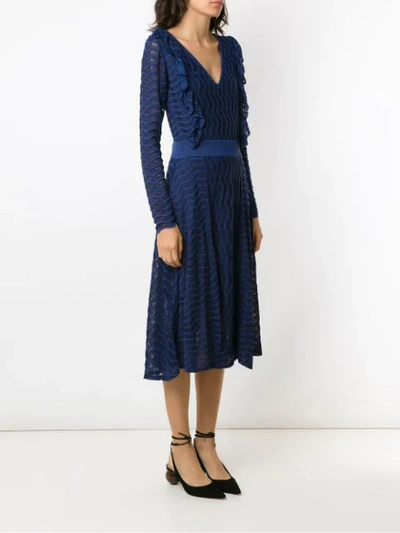 Shop Cecilia Prado Frill Trim Midi Dress In Blue