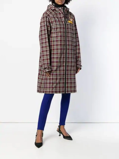 Shop Gucci Embellished Plaid Coat In Red
