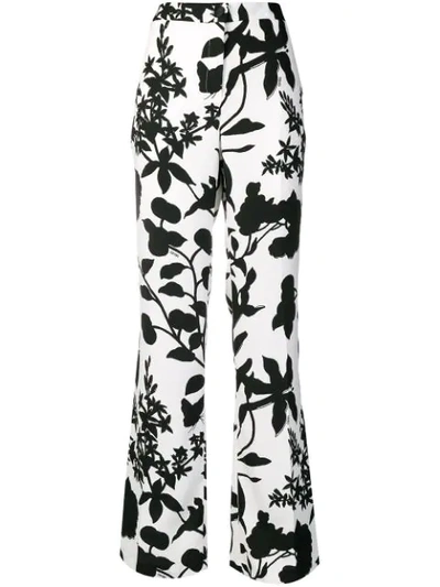 LIU JO FLORAL PRINT BOOTCUT TROUSERS - 白色