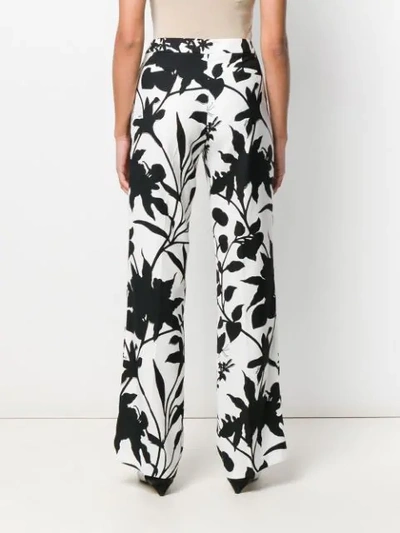 LIU JO FLORAL PRINT BOOTCUT TROUSERS - 白色