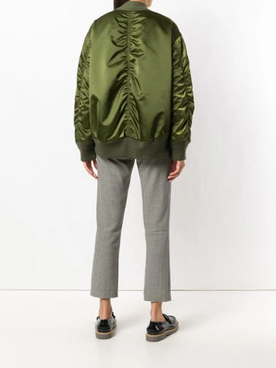 Shop N°21 Chunky Knit Bomber Jacket In Green