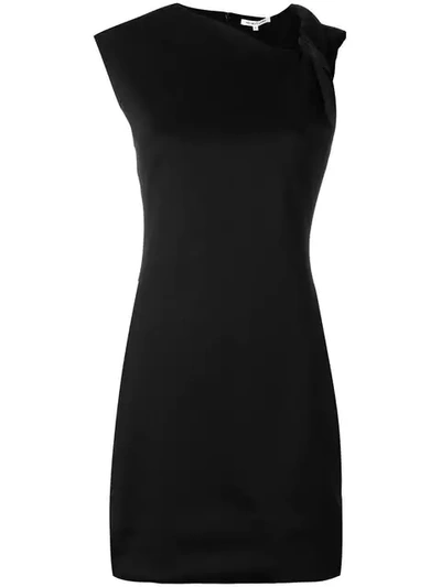 Shop Helmut Lang Asymmetric Shoulders Mini Dress In Black