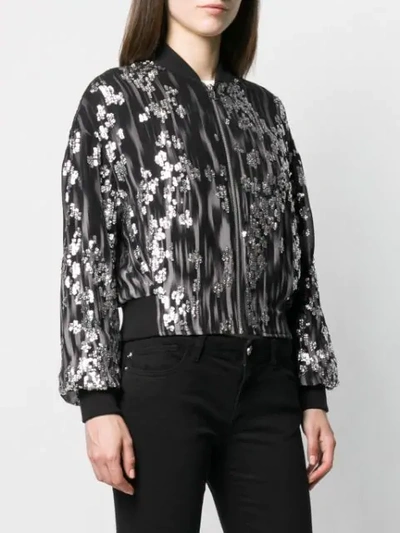 Shop Just Cavalli Black And Silver Bomber Jacket