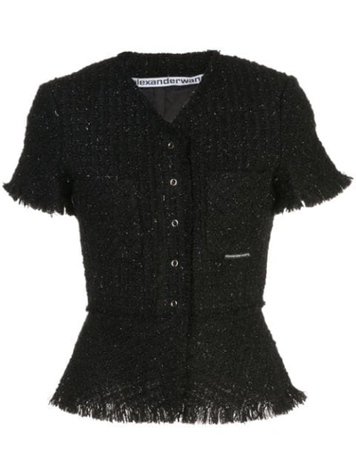 Shop Alexander Wang Tweed Peplum Jacket - Black