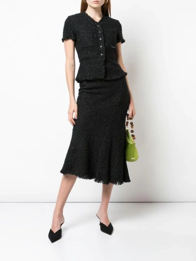 ALEXANDER WANG TWEED PEPLUM JACKET - 黑色