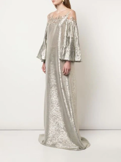 Shop Oscar De La Renta Katfan Gown With Off-shoulder Beading In Gold
