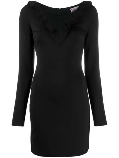 Shop Red Valentino Mesh Insert Fitted Dress In Black